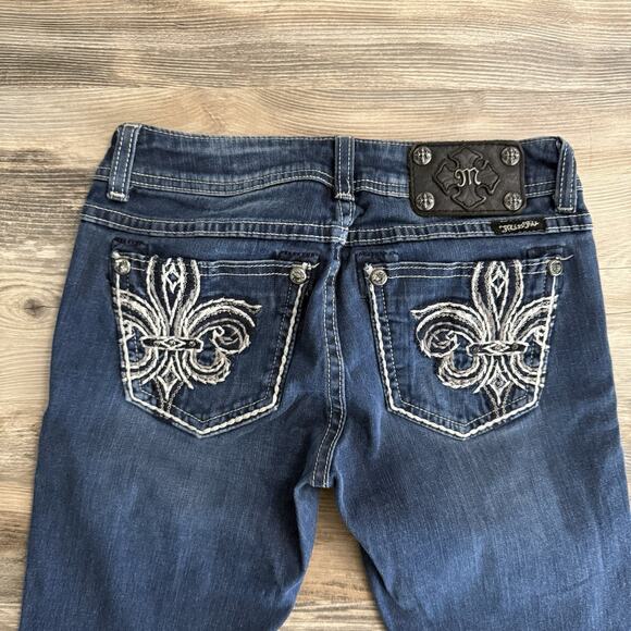 Miss Me Dark Wash Skinny Jeans – Women’s 26 – Embroidered Fleur-de-Lis - Picture 1 of 12